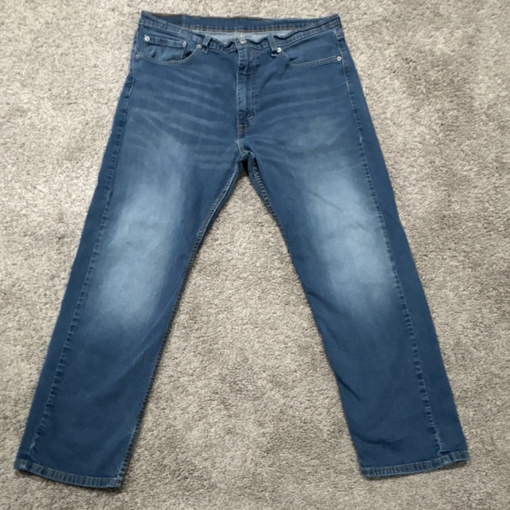 Levi's 505 Men's Blue Denim Jeans Straight Leg Medium Wash Regular‎ Fit